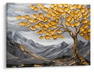 Kép – Fa arany levelekkel (70x50 cm)
