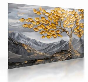 Üveg kép – Fa arany levelekkel (70x50 cm)