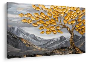 Kép – Fa arany levelekkel (90x60 cm)