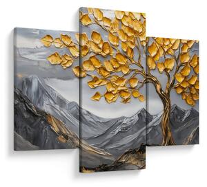 Kép – Fa arany levelekkel (90x60 cm)