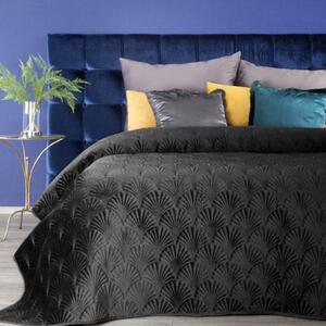 Luxus fekete bársony ágytakaró franciaágyhoz Szélesség: 170 cm | Hossz: 210 cm