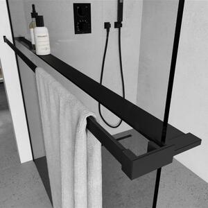 HD Arlo+ Black Walk-In zuhanyfal 8 mm vastag vízlepergető biztonsági üveggel, 200 cm magas, fekete profillal és távtartóval