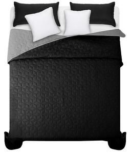 Fekete és szürke ágytakaró franciaágyra elegáns steppeléssel 200 x 220 cm