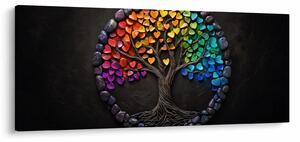 Kép – Fa színes szívekkel (120x50 cm)