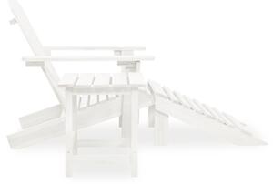 VidaXL fehér tömör fenyőfa adirondack szék zsámollyal és asztallal