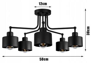 Glimex LAVOR mennyezeti lámpa fekete 5x E27 + ajándék LED izzók