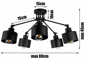 Glimex LAVOR állítható mennyezeti lámpa fekete 5x E27 + ajándék LED izzók