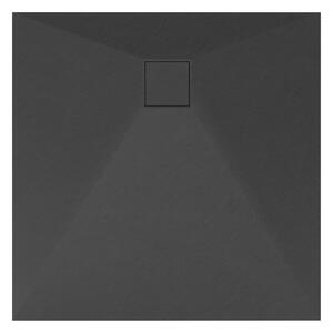 Fekete kőhatású zuhanytálca 90 x 90 cm + ajándék szifonkészlet | Welland (GT-9090SS)