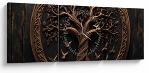 Kép – Fából készült életfa (órával) (90x30 cm)