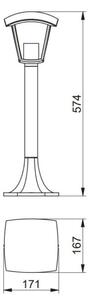 Lámpa Kerti lámpatest MARINA-P, E7, MAX. 20W, IP54, AC220-240V, 50-60Hz, oszlop, fekete
