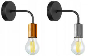 Glimex LOUIS fali lámpa fekete réz/króm 1x E27 + ajándék LED izzó