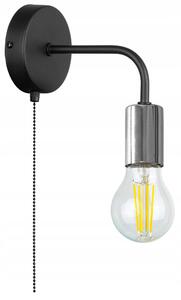 Glimex LOUIS fali lámpa kapcsolóval fekete réz/króm 1x E27 + ajándék LED izzó