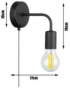 Glimex LOUIS fekete fali lámpa kapcsolóval 1x E27 + ajándék LED izzó