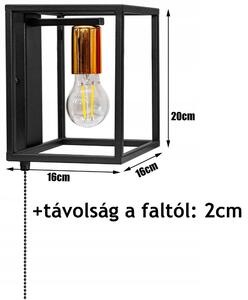 Glimex Cage fali lámpa fekete réz/króm kapcsolóval 1x E27 + ajándék LED izzó