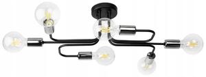 Glimex Louis fix mennyezeti lámpa fekete réz/króm 6x E27 + ajándék LED izzók