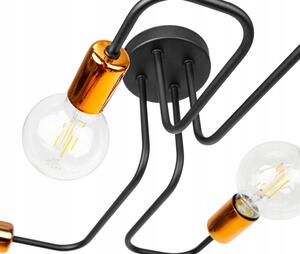Glimex Louis fix mennyezeti lámpa fekete réz/króm 4x E27 + ajándék LED izzók