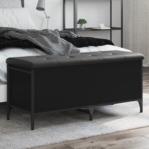 Fekete szerelt fa tárolópad 102 x 42 x 45 cm