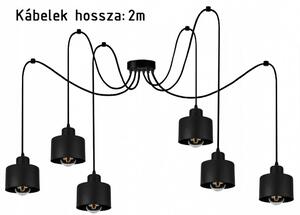 Glimex LAVOR polip függőlámpa fekete 6x E27 + ajándék LED izzók