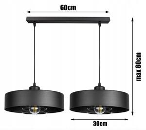 Glimex LAVOR LARGE állítható függőlámpa fekete 2x E27 + ajándék LED izzó