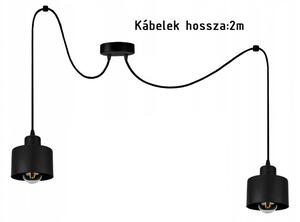 Glimex LAVOR polip függőlámpa fekete 2x E27 + ajándék LED izzók