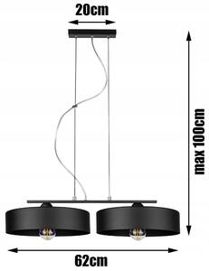 Glimex LAVOR LARGE állítható függőlámpa fekete 2x E27 + ajándék LED izzók