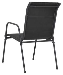 VidaXL 2 db fekete acél és textilén kerti szék