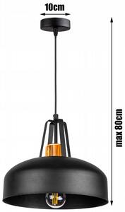 Glimex BELL állítható függőlámpa fekete réz/króm 1x E27 + ajándék LED izzó