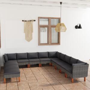 VidaXL 12 részes szürke polyrattan kerti ülőgarnitúra párnákkal