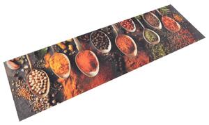 Mosható kanál- és fűszermintás bársony konyhaszőnyeg 45x150 cm