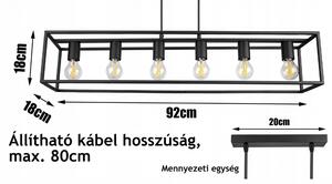 Glimex CAGE állítható függőlámpa fekete 6x E27 + ajándék LED izzók