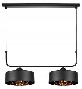 Glimex LAVOR MED rácsos fekete réz/króm állítható függőlámpa 2x E27 + ajándék LED izzók