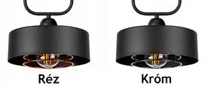 Glimex LAVOR MED rácsos fekete réz/króm állítható függőlámpa 1x E27 + ajándék LED izzó