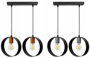 Glimex Ring állítható függőlámpa fekete 2x E27 + ajándék LED izzók
