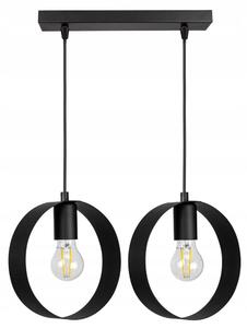 Glimex Ring állítható függőlámpa fekete 2x E27 + ajándék LED izzók
