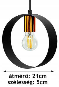Glimex Ring fekete réz/króm állítható függőlámpa 1x E27 + ajándék LED izzó