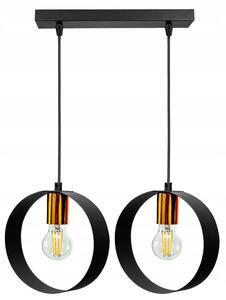 Glimex Ring fekete réz/króm állítható függőlámpa 2x E27 + ajándék LED izzók