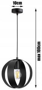 Glimex Ring állítható függőlámpa fekete 1x E27 + ajándék LED izzó