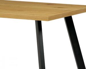 Modern Étkezőasztal Vadtölgy Színben Fekete Fém Lábbal. Méret: 140x85x75 cm. HT-740