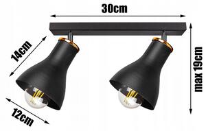 Glimex HORN állítható mennyezeti lámpa fekete 2x E27 + ajándék LED izzó