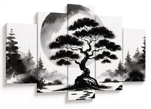 Kép – Fekete-fehér bonsai (150x105 cm)
