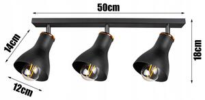 Glimex HORN állítható mennyezeti lámpa fekete 3x E27 + ajándék LED izzó