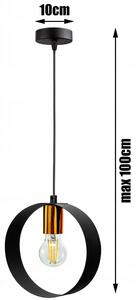 Glimex Ring fekete réz/króm állítható függőlámpa 1x E27 + ajándék LED izzó