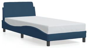 Kék szövet ágykeret fejtámlával matrac nélkül 90x200 cm