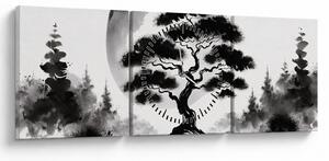 Kép – Fekete-fehér bonsai (órával) (90x30 cm)