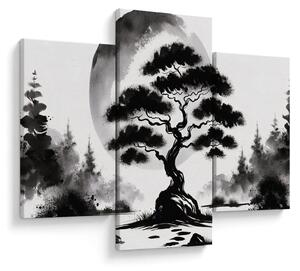 Kép – Fekete-fehér bonsai (90x60 cm)