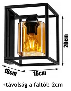 Glimex CAGE fali lámpa fekete / méz 1x E27 + ajándék LED izzó