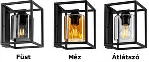 Glimex CAGE fali lámpa fekete / átlátszó 1x E27 + ajándék LED izzó