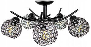 Crystal Ball mennyezeti lámpa fekete 5x E27 + ajándék LED izzó