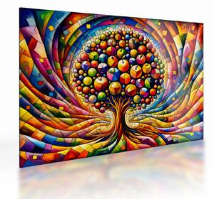 Üveg kép – Színes fa almákkal (70x50 cm)