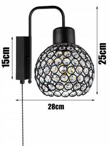 Crystal Ball fali lámpa kapcsolóval fekete1x E27 + ajándék LED izzó